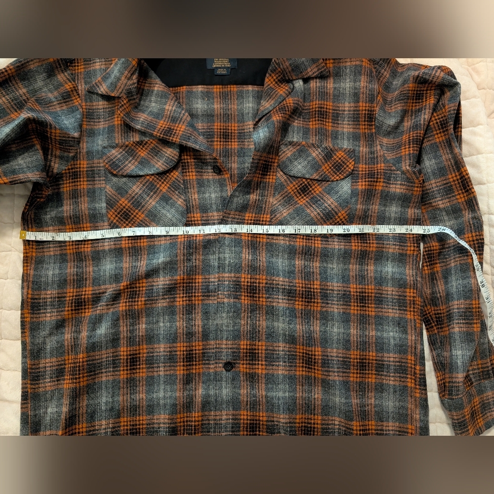 Pendleton Gray and Rust Plaid Wool Blend Button-Up Shirt - Picture 6 of 7
